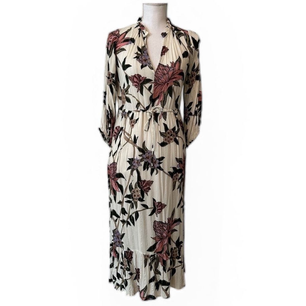 ba&sh Cream Multicolor Floral Long Sleeve Dress